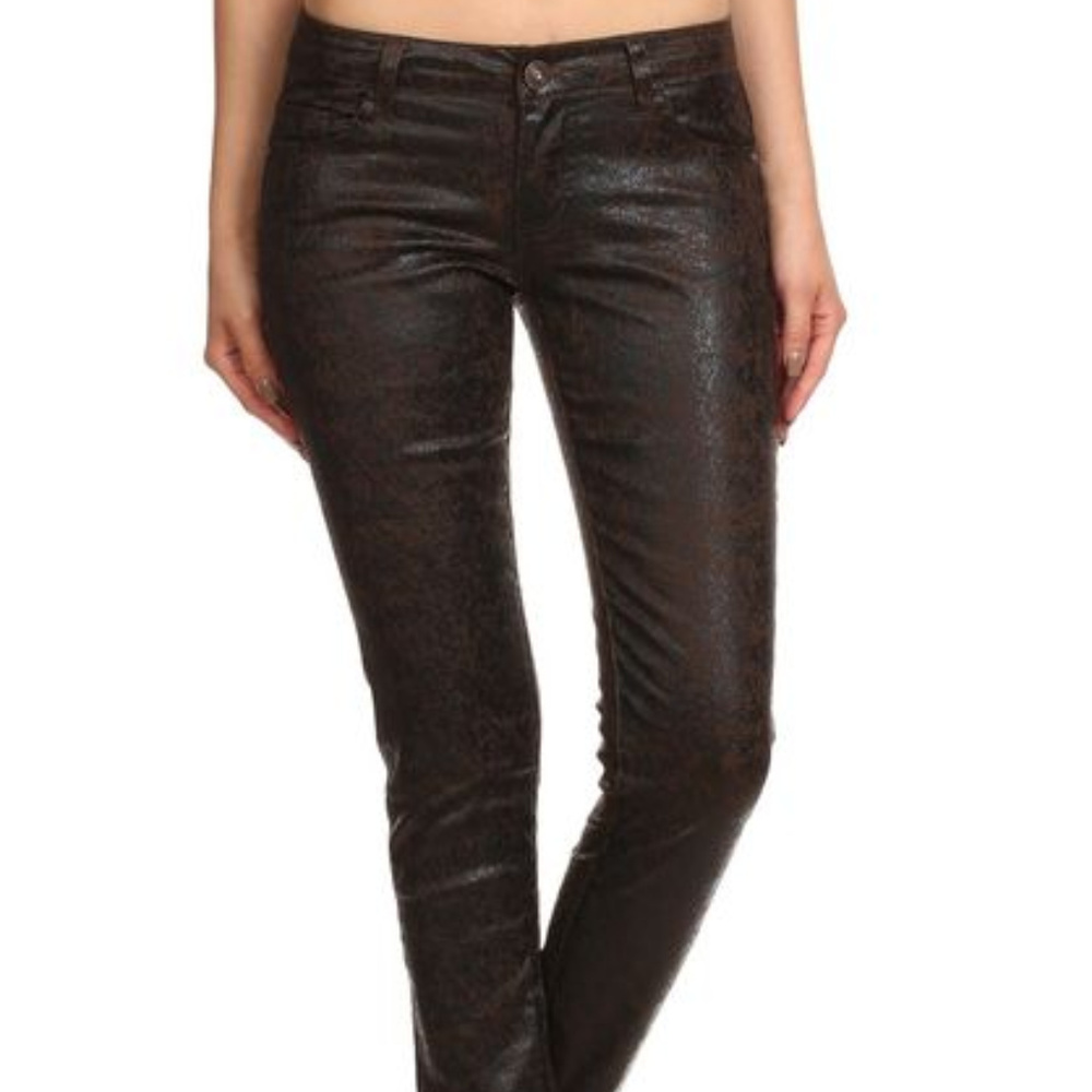 Brown Metallic Finish Pants